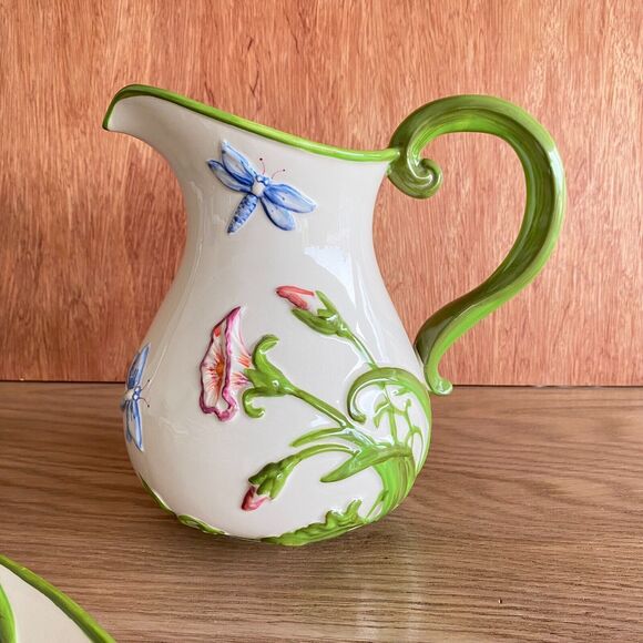 Set of 3 Pieces Temptations "DRAGONFLY" Serving Bowl, Platter, Pitcher - Picture 3 of 15